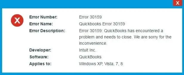 QuickBooks Error 30159