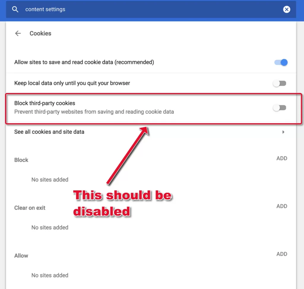 Click on Third-party cookies