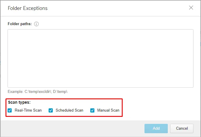 Folder exceptions