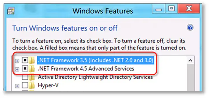 NET Framework checkbox