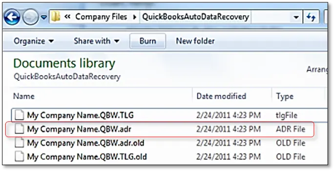 QuickBooksAutoDataRecovery folder