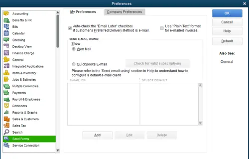 Preferences tab