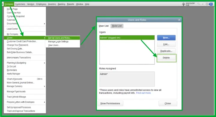 Users and Roles window