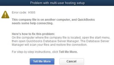 quickbooks error message h505